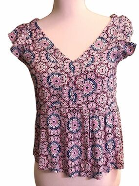 Loft pink print top new with tags size x-small